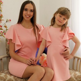 Комплект платьев family look для мамы и дочки (джерси розовый)
