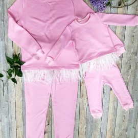 Комплект костюмов для мамы и ребенка с перьями