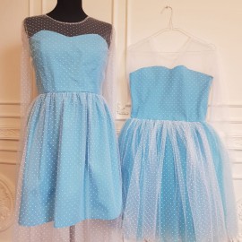 Комплект платьев для мамы и дочки с сеткой 