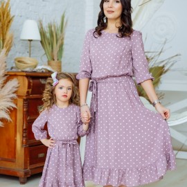 Комплект платьев из штапеля для мамы и дочки 