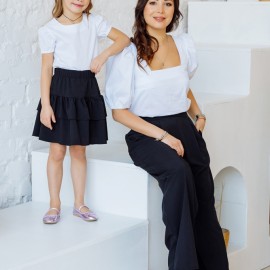 Комплект в стиле Family Look брюки для мамы и юбка для дочки “Палаццо”
