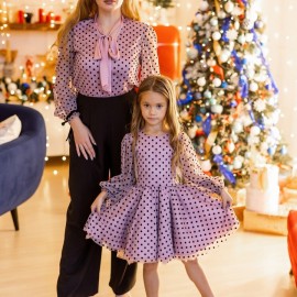 Комплект блуза для мамы и платье для дочки 